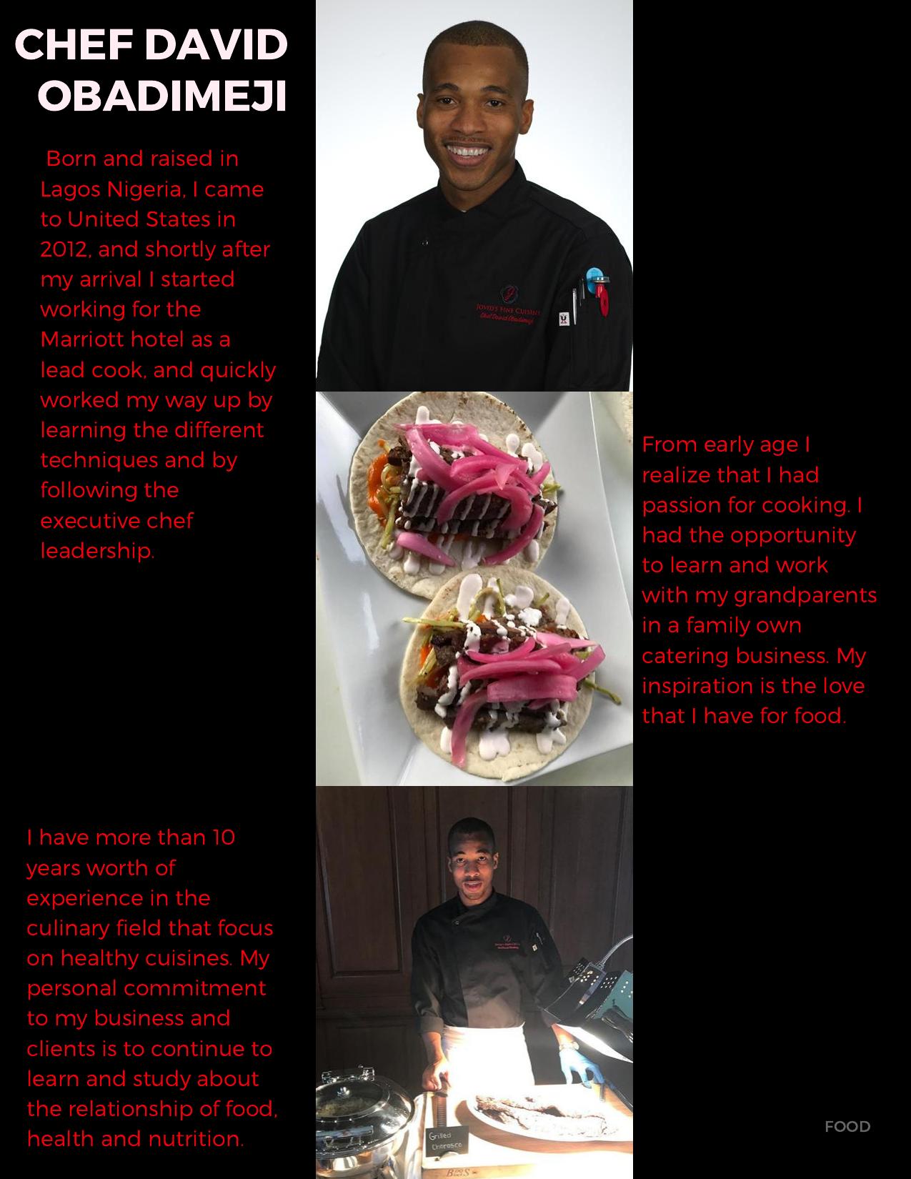 Chef David Obadimeji feature in Dominate Magazine